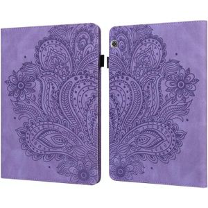 For Huawei MediaPad T5 10 inch Peacock Embossed Pattern TPU + PU Horizontal Flip Leather Case with Holder & Card Slots & Wallet & Sleep / Wake-up Function(Purple)