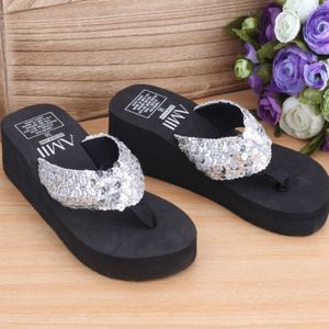 Pailletten slippers wig Ith flip flops  grootte: 40 (Sequin zilver)