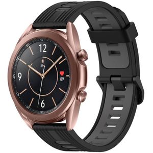 Voor Samsung Galaxy Watch3 41 mm 20 mm verticaal patroon tweekleurige siliconen horlogeband (zwart+grijs)