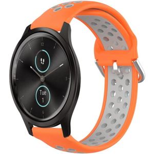 Voor Garmin VivoMove Style 20 mm geperforeerde ademende sport siliconen horlogeband (oranje + grijs)