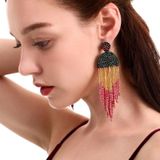 Ethnic Earrings Handmade Beaded Bohemian Tassel Earrings  Colour: Red E68671