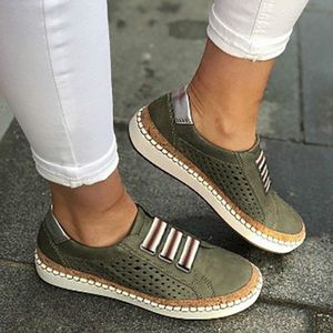 Dames sneakers ademende flats schoenen  maat: 42 (groen)