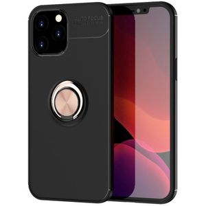 For iPhone 12 Pro Max Metal Ring Holder 360 Degree Rotating TPU Case(Black+Rose Gold)