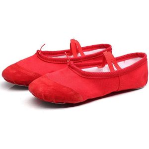 2 paar flats zachte ballet schoenen Latin yoga dans sport schoenen voor kinderen & volwassen  schoenmaat: 36 (rood)