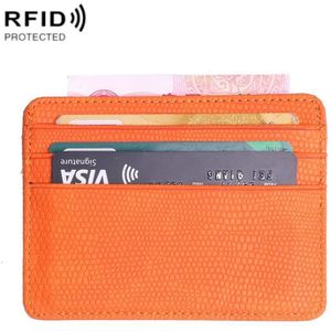 2 PCS KT1002 RFID Function Lizard Pattern Bank Card Holder PU Business Card Case(Orange)