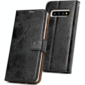 For Samsung Galaxy S10 Crazy Horse Texture Detachable Magnetic Back Cover Horizontal Flip Leather Case with Holder & Card Slots & Photo Frame & Wallet(Black)