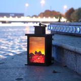 Outdoor LED Table Lamps Artificial Fireplace Candlestick Charcoal Flame Retro Decoration(Warm Light)