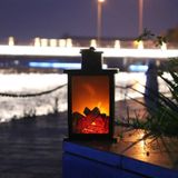 Outdoor LED Table Lamps Artificial Fireplace Candlestick Charcoal Flame Retro Decoration(Warm Light)