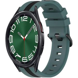 Voor Samsung Galaxy Watch 6 Classic 43 mm 20 mm verticale tweekleurige siliconen horlogeband (groen + zwart)