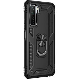 For Huawei P40 Lite 5G Shockproof TPU + PC Protective Case with 360 Degree Rotating Holder(Black)