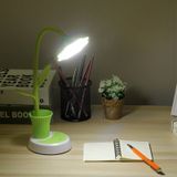 Touch Switch Dimmable Rechargeable Sun Flower Children Learning Desk Lamp with Pen Holder  Body Color:Yellow