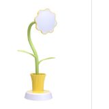Touch Switch Dimmable Rechargeable Sun Flower Children Learning Desk Lamp with Pen Holder  Body Color:Yellow
