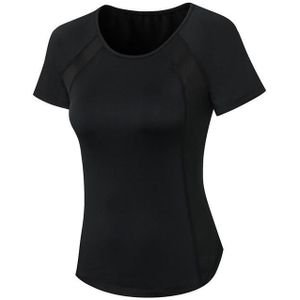 Strakke ronde hals Sports korte mouw T-shirt voor dames (kleur: zwart Maat: M)