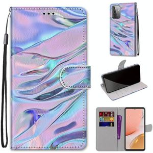 For Samsung Galaxy A72 5G / 4G Coloured Drawing Cross Texture Horizontal Flip PU Leather Case with Holder & Card Slots & Wallet & Lanyard(Fluorescent Water Texture)