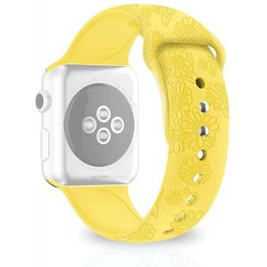 Sunflower Embossing Silicone Watchband voor Apple Watch Series 7 45mm / 6 & SE & 5 & 4 44mm / 3 & 2 & 1 42mm