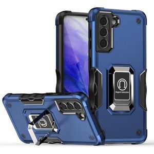 For Samsung Galaxy S21+ 5G Ring Holder Non-slip Armor Phone Case(Blue)