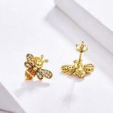 S925 Sterling Silver Earrings Bee Inlaid Female Earrings  Color:Gold