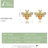 S925 Sterling Silver Earrings Bee Inlaid Female Earrings  Color:Gold