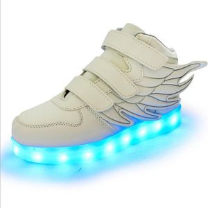 Kinderen kleurrijke lichte schoenen LED opladen lichtgevende schoenen  grootte: 34 (wit)