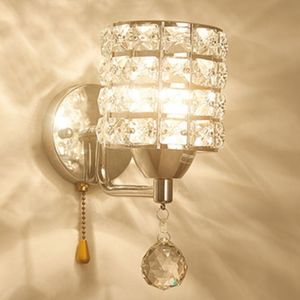 Modern Minimalist Creative Warm Bedroom Bedside Living Room Aisle Staircase Crystal Wall Lamp(Silver)
