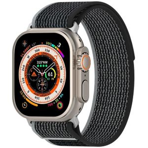 Dubbele kleur nylon klittenband horlogeband voor Apple Watch Ultra 49 mm (zwart + grijs)