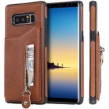 For Galaxy Note 8 Solid Color Double Buckle Zipper Shockproof Protective Case(Brown)