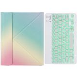 H-102S Monochrome Backlight Bluetooth Toetsenbord Leren Case met Drie-voudige Houder voor iPad 10.2 2020 & 2019 / PRO 10.5 inch (Rainbow)