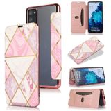 For Samsung Galaxy S20 FE Bronzing Plating PU + TPU Horizontal Flip Leather Case with Holder & Card Slot(Pink White)