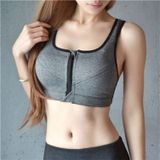 7 Color Fitness Yoga Push Up Sports Bra Women Gym Running Padded Tank Top Athletic Vest Underwear Shockproof Zipper Sports Bra L(Gray)