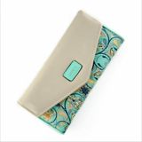 Long Leather Floral Pattern Wallets Coin Purses Money Bag for Women(Green)