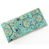 Long Leather Floral Pattern Wallets Coin Purses Money Bag for Women(Green)