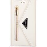 For Huawei P40 Skin Feel Zipper Horizontal Flip Leather Case with Holder & Card Slots & Photo Frame & Lanyard & Long Rope(White)