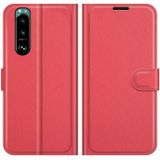 For Sony Xperia 5 III Litchi Texture Horizontal Flip Protective Case with Holder & Card Slots & Wallet(Red)