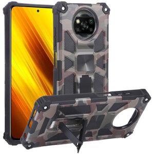 Voor Xiaomi Poco X3 NFC Camouflage Armor Shockproof TPU + PC Magnetische Beschermhoes met Houder (Leger Groen)