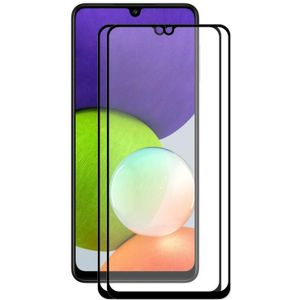 For Samsung Galaxy A22 4G 2 PCS ENKAY Hat-Prince Full Glue 0.26mm 9H 2.5D Tempered Glass Screen Protector Full Coverage Film