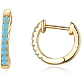 S925 Sterling Silver Circle Earrings Zircon Earrings (Blue Gold)