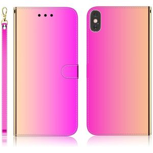 For iPhone X / XS Imitated Mirror Surface Horizontal Flip Leather Case with Holder & Card Slots & Wallet & Lanyard(Gradient Color)