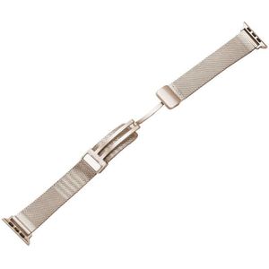 Milanese metalen horlogeband met vouwsluiting voor Apple Watch Ultra 49 mm / serie 8 & 7 45 mm / SE 2 & 6 & SE & 5 & 4 44 mm / 3 & 2 & 1 42 mm (Starlight)