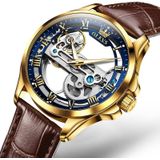 OLEVS 6661 herenmode lichtgevend waterdicht mechanisch horloge (blauw + goud)