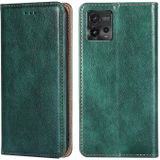 Voor Motorola Moto G72 4G Glans Olie Effen Kleur Magnetische Lederen Telefoon Case(Groen)