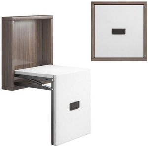 Simple Wooden Folding Wall-mounted Home Footstool Aisle Invisible Shoe Stool(Walnut Cabinet + Warm White Panel)