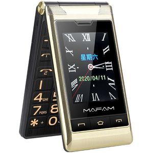 Mafam F10 Dual-Screen Flip Phone  2 8 inch Touch Display + 2.4 inch  5900mAh batterij  ondersteuning FM  SOS  GSM  Familienummer  Grote toetsen  Dual Sim (Goud)
