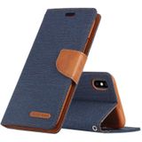 MERCURY GOOSPERY CANVAS dagboek Denim textuur horizontale Flip lederen hoes voor iPhone XS / X, met houder & kaartsleuven & portemonnee (donkerblauw)