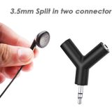 Mini Y Shaped 3.5mm Male to Double 3.5mm Female Jack Audio Headset Adapter Connector Keychain(Black)