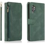 Voor Samsung Galaxy Note10 + Skin-feel Crazy Horse Texture Zipper Wallet Bag Horizontale Flip Leather Case met houder & Kaart Slots & Portemonnee & Lanyard (Donkergroen)