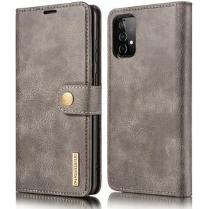 For Samsung Galaxy A52 5G DG.MING Crazy Horse Texture Flip Detachable Magnetic Leather Case with Holder & Card Slots & Wallet(Grey)