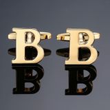 1 pair gold letters A-Z name Cufflinks men French shirt Cufflinks(L)