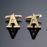 1 pair gold letters A-Z name Cufflinks men French shirt Cufflinks(L)