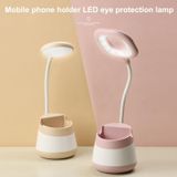 USB Charging LED Desk Light Eye Protection Lamp with Pen Holder and Phone Holder(CS276-4 Pink)