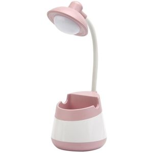 USB Charging LED Desk Light Eye Protection Lamp with Pen Holder and Phone Holder(CS276-4 Pink)